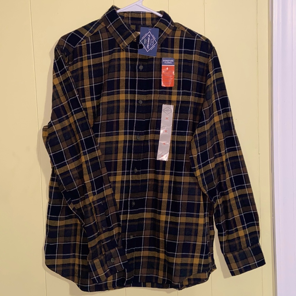 Gold Grey Plaid St. John’s Bay Men’s Button Up